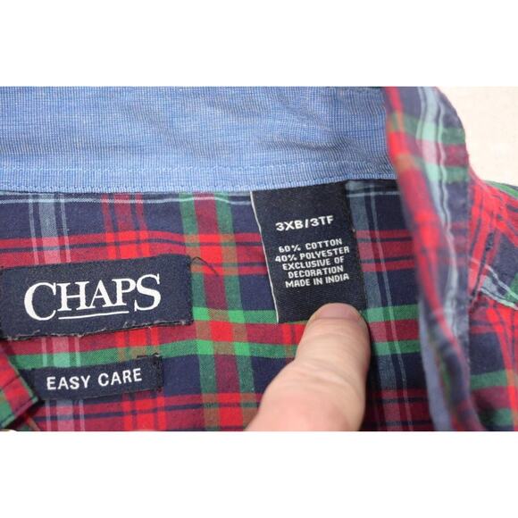 Chaps Ralph Lauren Dress Shirt Plaid Easy Care Mens Size 3XB 3XL Big - Picture 8 of 9